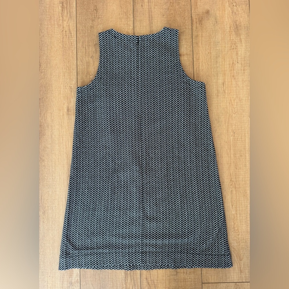 LOFT Black & White Chevron Sleeveless Shift Dress Size Large Professional Wear - Picture 5 of 9